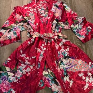 Peacock Floral Satin Robe